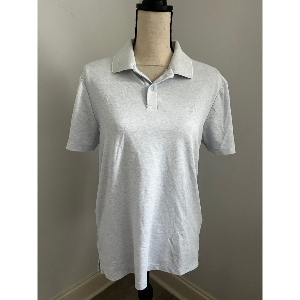 Calvin Klein Short Sleeve Polo Shirt Womens Small Light Blue Preppy Quiet Luxury